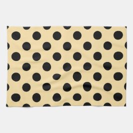 Svart polka dots på blekens gult kökshandduk