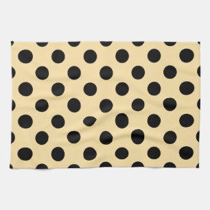Svart polka dots på blekens gult kökshandduk