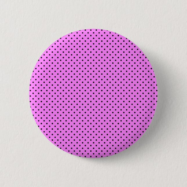 Svart Polka dots på Bubblegum Rosa - bakgrund Knapp (Framsida)