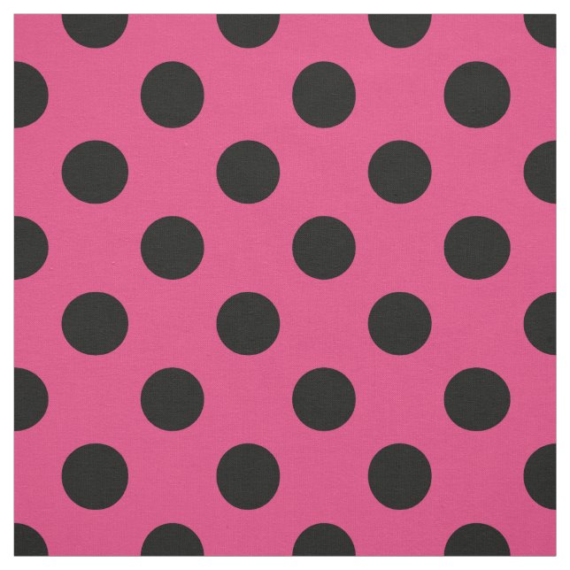 Svart polka dots på fuchsia tyg (Provkarta)