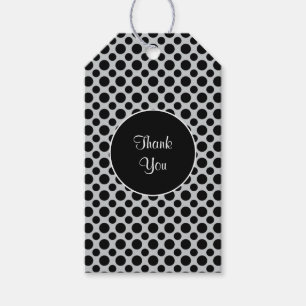 Svart Polka dots på Grått Anpassningsbar Tack Märk Presentetikett