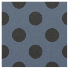 Svart polka dots på grått-blått tyg