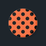 Svart polka dots på orange magnet<br><div class="desc">Svart polka dots på orange</div>