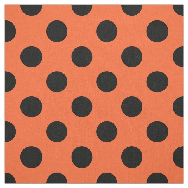 Svart polka dots på orange tyg (Provkarta)