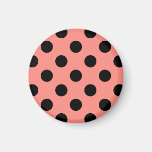 Svart polka dots på persikor magnet