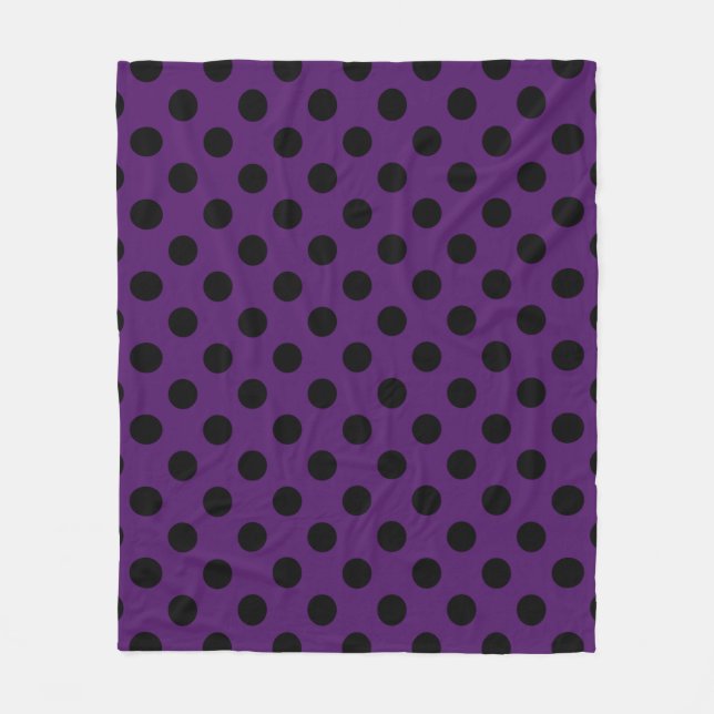Svart polka dots på plommonets lila fleecefilt (Framsidan)
