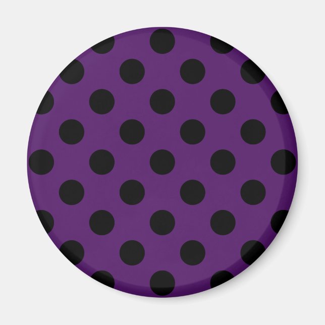 Svart polka dots på plommonets lila magnet (Framsidan)