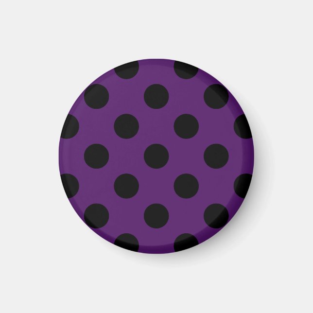 Svart polka dots på plommonets lila magnet (Framsidan)
