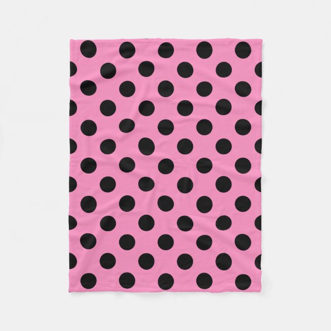 Svart polka dots på rosa fleecefilt (Framsidan)