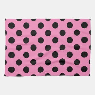Svart polka dots på rosa kökshandduk