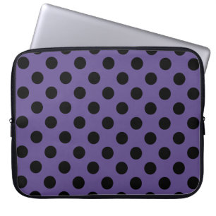 Svart polka dots på ultraviolett laptop sleeve