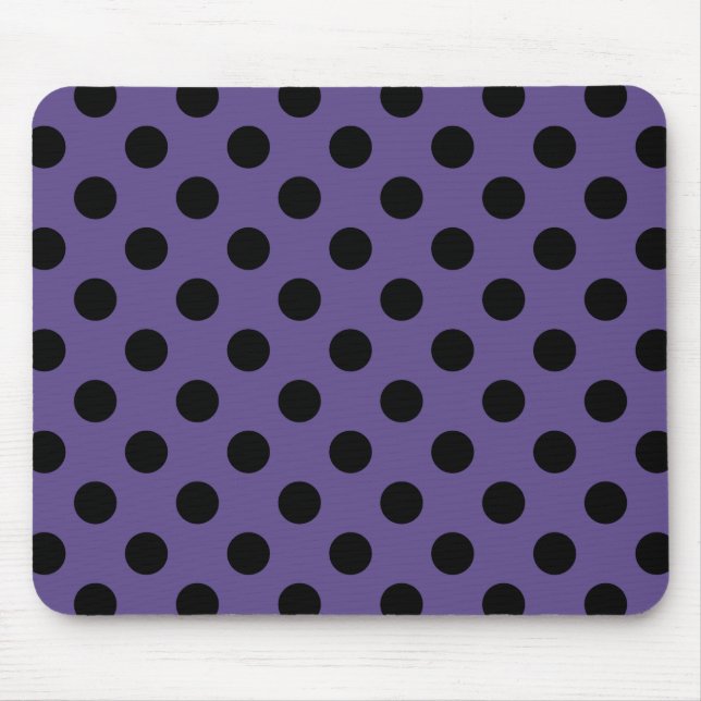 Svart polka dots på ultraviolett musmatta (Framsidan)