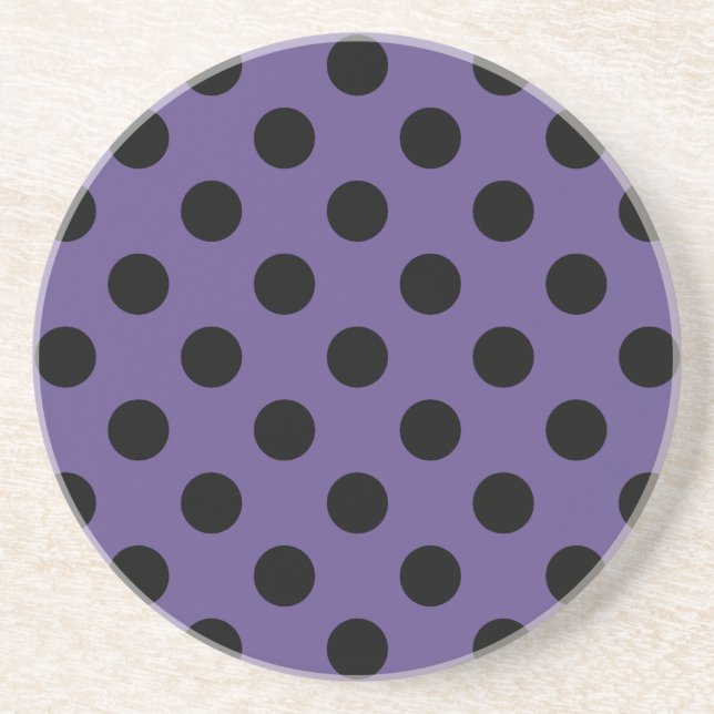 Svart polka dots på ultraviolett underlägg (Framsidan)