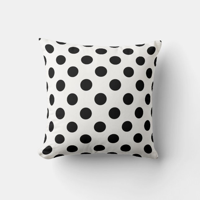 Svart polka dots på vit kudde (Framsida)