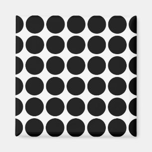 Svart polka dots på vit magnet