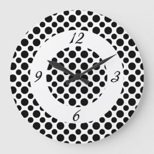 Svart Polka dots på vit numrering klocka