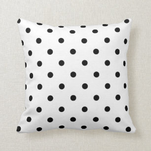 Svart polka dots på vitbakgrund kudde