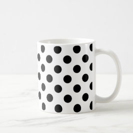 Svart polka dots på vitt kaffemugg
