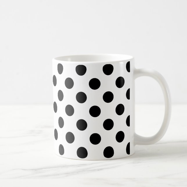 Svart polka dots på vitt kaffemugg (Höger)