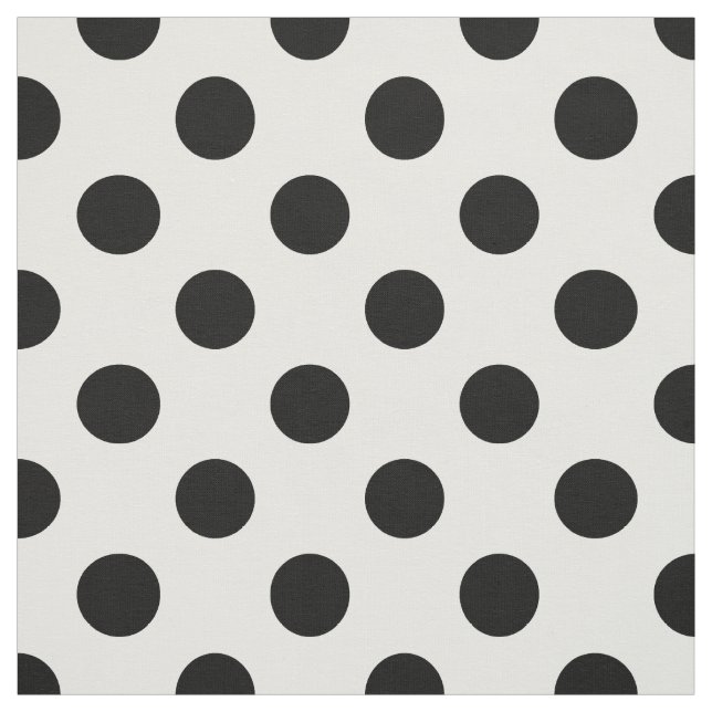 Svart polka dots på vitt tyg (Provkarta)