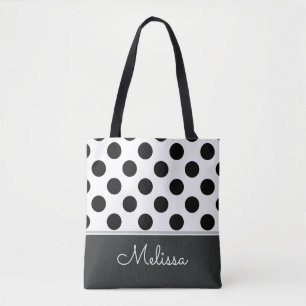 Svart Polka dots  Personlig Tygkasse