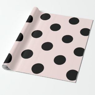 Svart polka dotsmönster för chic & rosa bröllop presentpapper