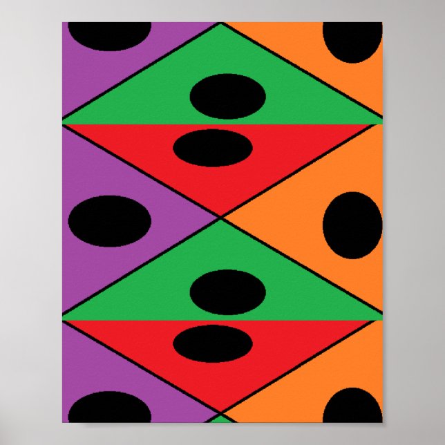 Svart polka-punkt mönstrad poster (Framsidan)