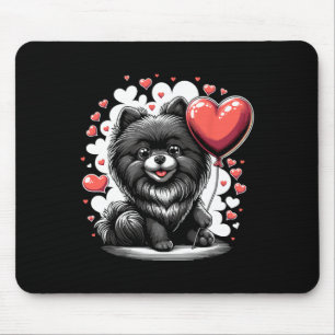 Svart Pomeranian Hund Alla Hjärtans Dag Hundägare Musmatta
