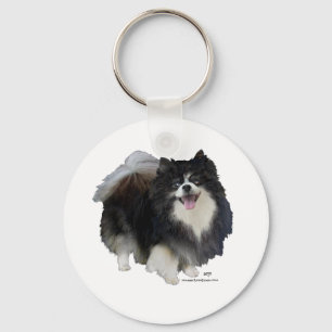Svart Pomeranian Nyckelring