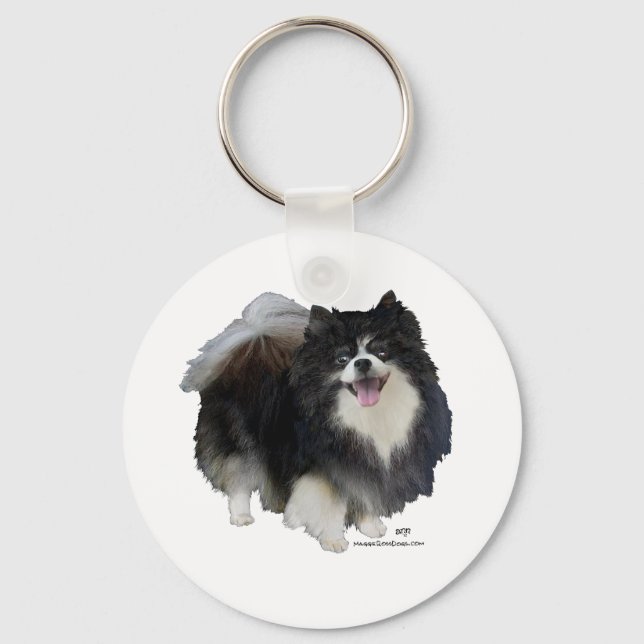 Svart Pomeranian Nyckelring (Framsida)