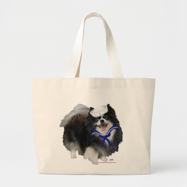 Svart Pomeranian Sjöman Jumbo Tygkasse (Framsidan)