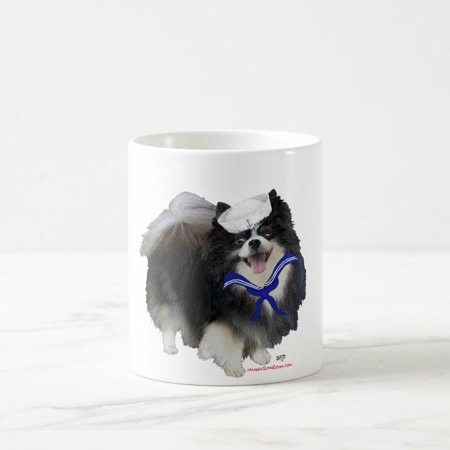 Svart Pomeranian Sjöman Kaffemugg (Center)