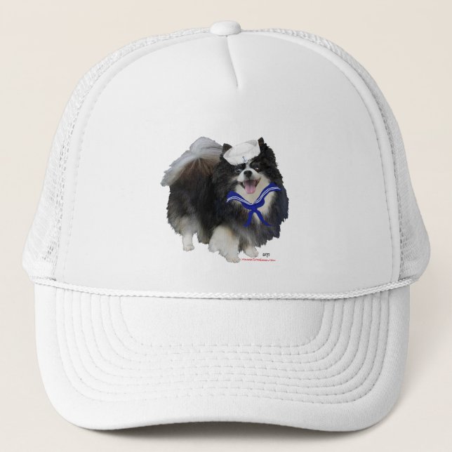Svart Pomeranian Sjöman Truckerkeps (Framsida)