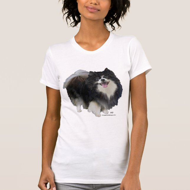 Svart Pomeranian Tee Shirt (Framsida)