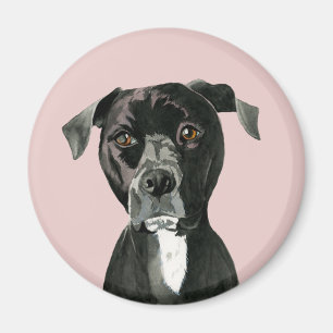 Svart porträtt för groptjurhund magnet