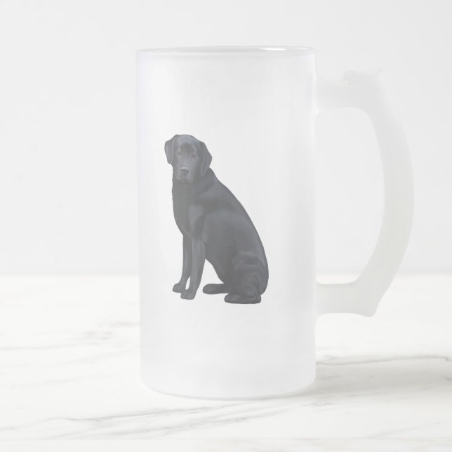 Svart porträtt för Labrador Retriever Frostat Ölglas (Höger)