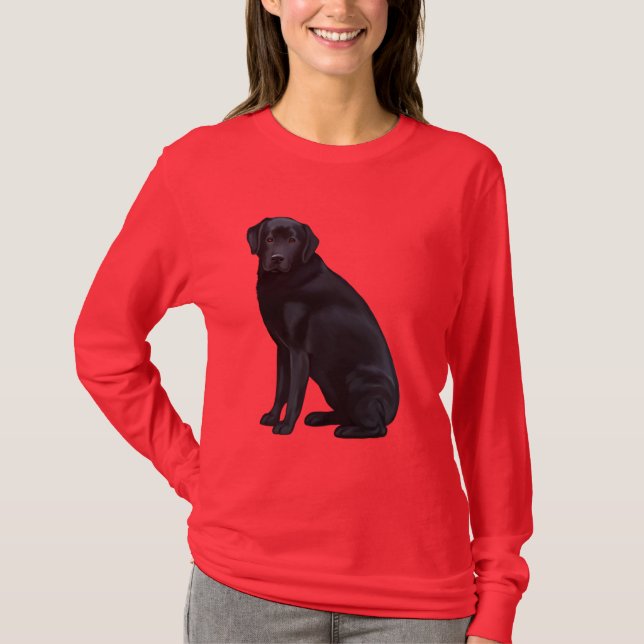 Svart porträtt för Labrador Retriever Tee (Framsida)