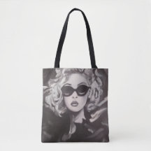 Svart Porträtt Totebag