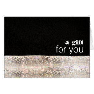 Svart presentkort från Faux Sparkly Silver Sequins OBS Kort