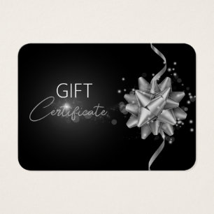 Svart presentkort i Silver Bow Classy Luminy Elega Visitkort