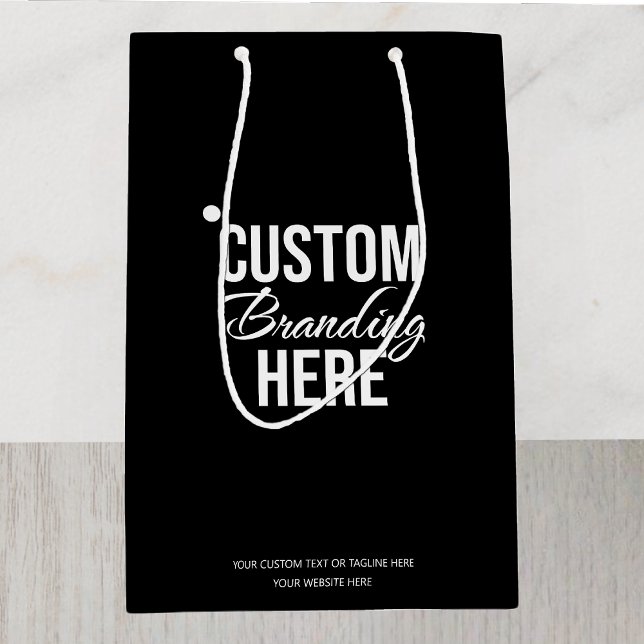 Svart presentpåse för företag med egen logotyp (custom business gift bag logo)