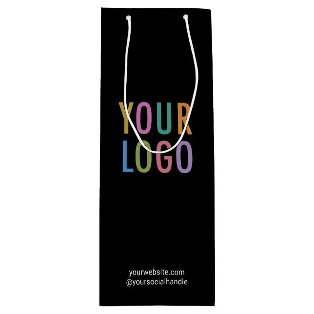 Svart presentpåse för vin med eget företagslogotyp (Framsidan)