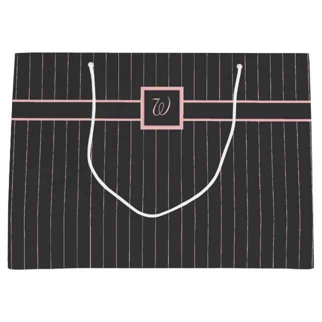 Svart presentpåse med rosa randiga ränder (Framsidan)