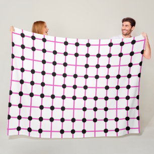 Svart prick och rosa rutnät Geometriskt Mönster Fleecefilt