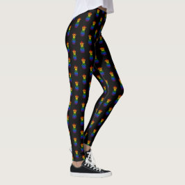 Svart | Pride Ananas Rainbow Mönster Leggings