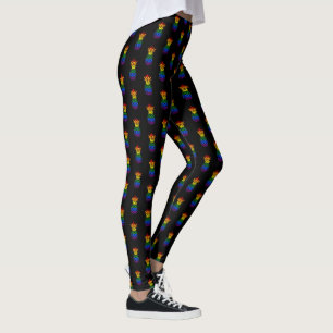 Svart Pride Ananas Rainbow Mönster Leggings
