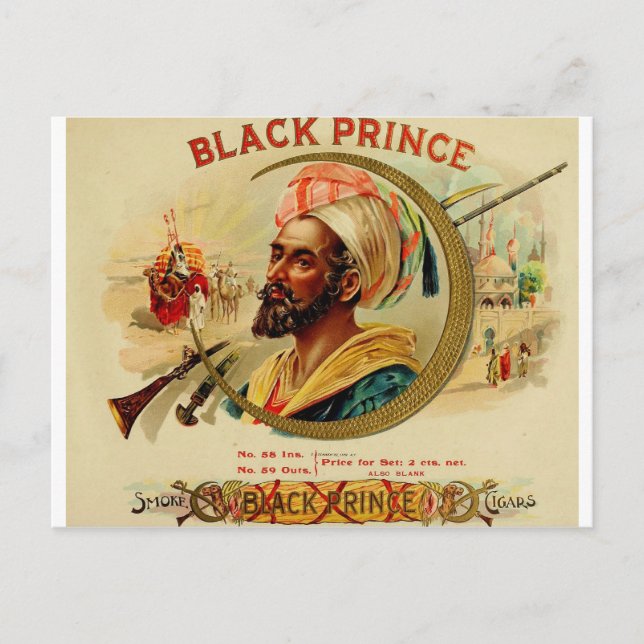 Svart Prince Cigar Box-etikett (L2) Vykort (Framsida)