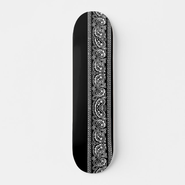 Svart Pro Paisley Skateboard Bräda 20,5 Cm (Framsida)