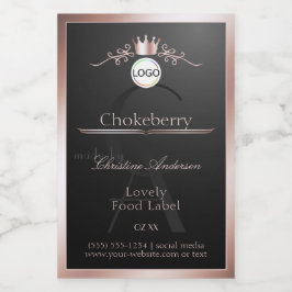 Svart Produktetikett Roséguld Ram Logotyp Monogram Mat Etikett