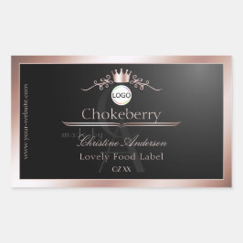 Svart Produktetikett Roséguld Ram Logotyp Monogram Rektangulärt Klistermärke
